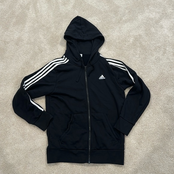 adidas Other - Adidas Men’s Black / White 3-Stripe Hoodie (Size Medium)
